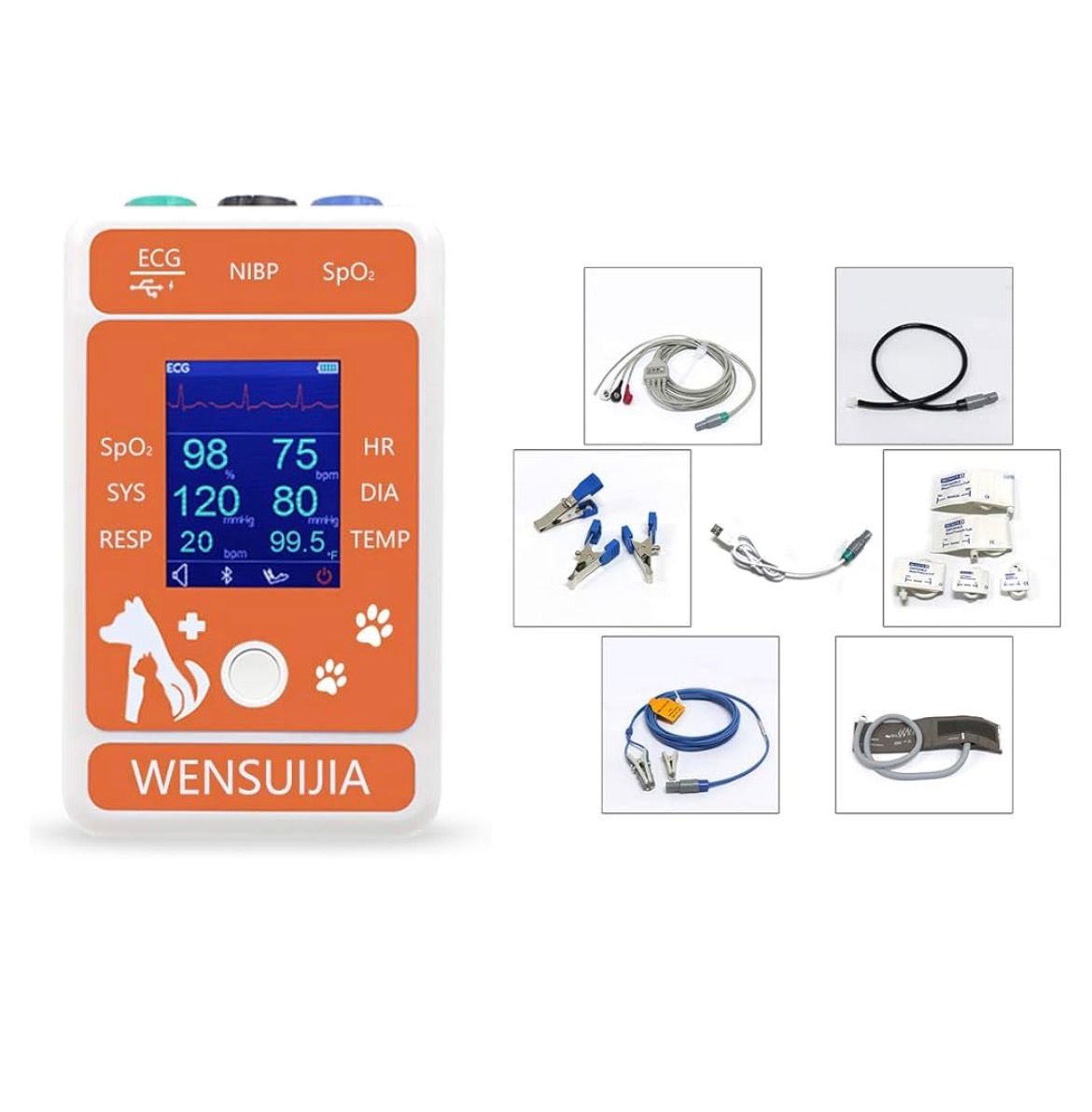 Monitor multiparametro portátil veterinário wensuijia novo 2